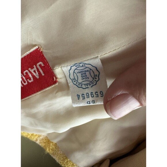 Jacques Tiffeau Vintage Wool Skirt Suit Jackie Kennedy Sz M White Yellow Check - Picture 12 of 16